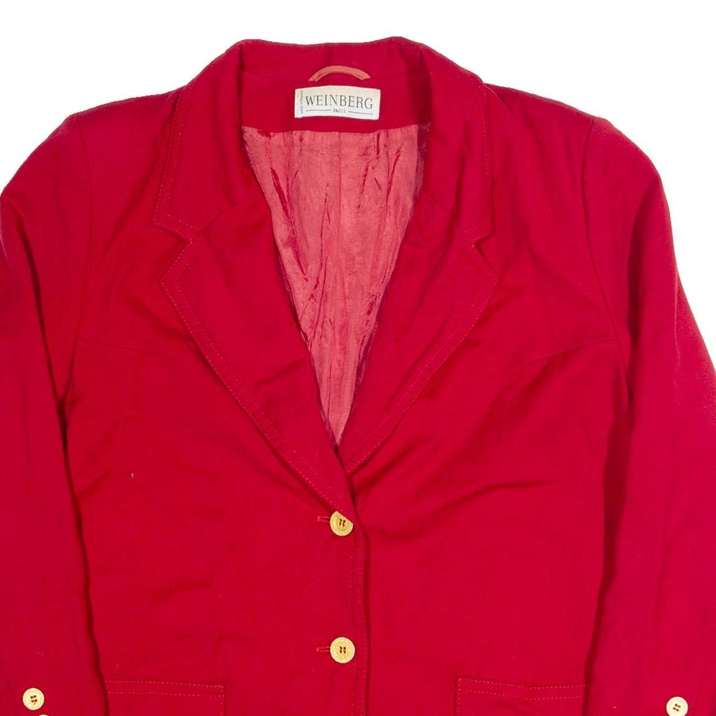 WEINBERG Womens Blazer Jacket Red Wool 90s M