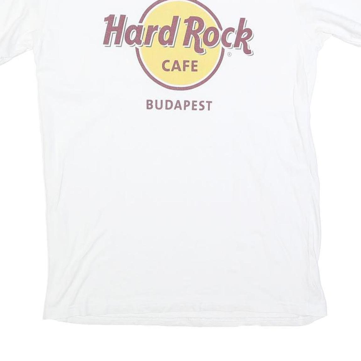 HARD ROCK CAFE Mens White Budapest Graphic T-Shirt S Short Sleeve Crew Neck