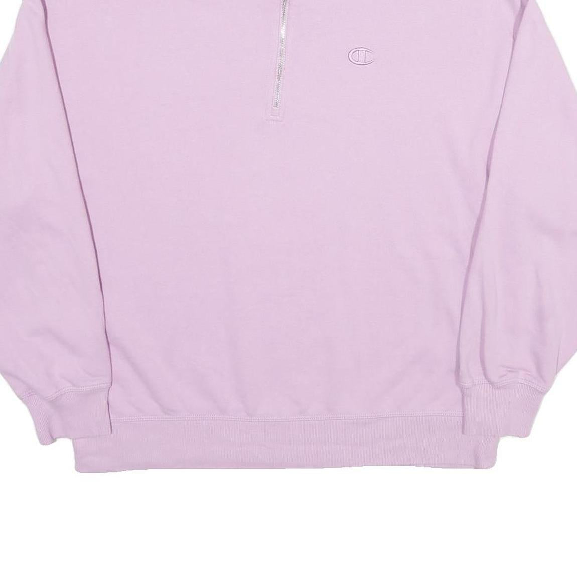 CHAMPION Womens Lilac 1/4 Zip Sweatshirt L Cotton Blend Casual Pullover