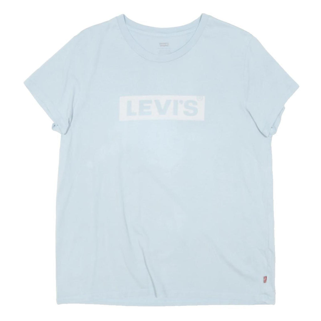 LEVI'S Womens Light Blue T-Shirt L Short Sleeve Crew Neck Cotton Blend Logo