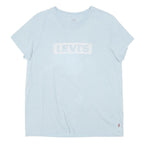 LEVI'S Womens Light Blue T-Shirt L Short Sleeve Crew Neck Cotton Blend Logo
