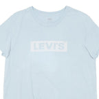 LEVI'S Womens Light Blue T-Shirt L Short Sleeve Crew Neck Cotton Blend Logo