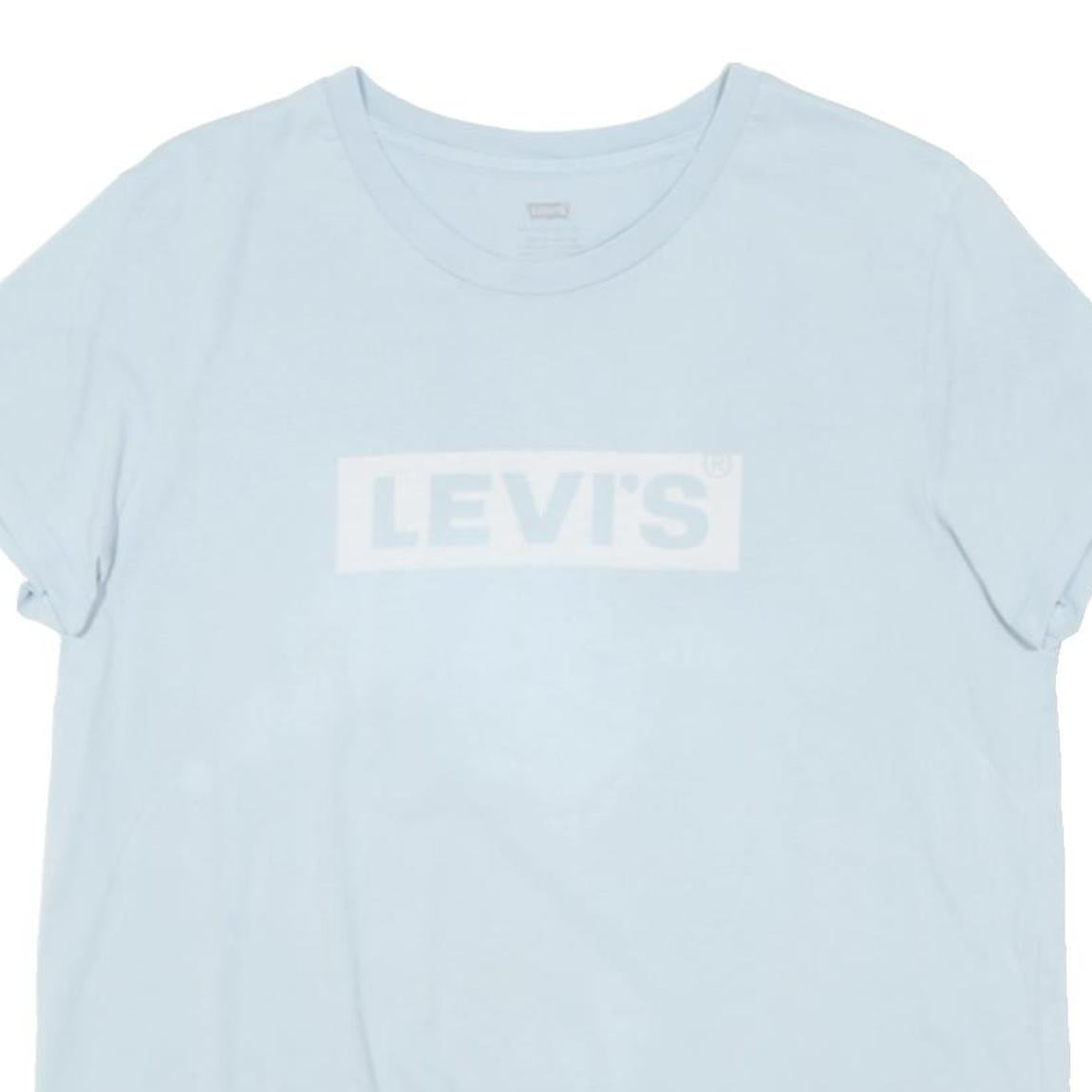 LEVI'S Womens Light Blue T-Shirt L Short Sleeve Crew Neck Cotton Blend Logo