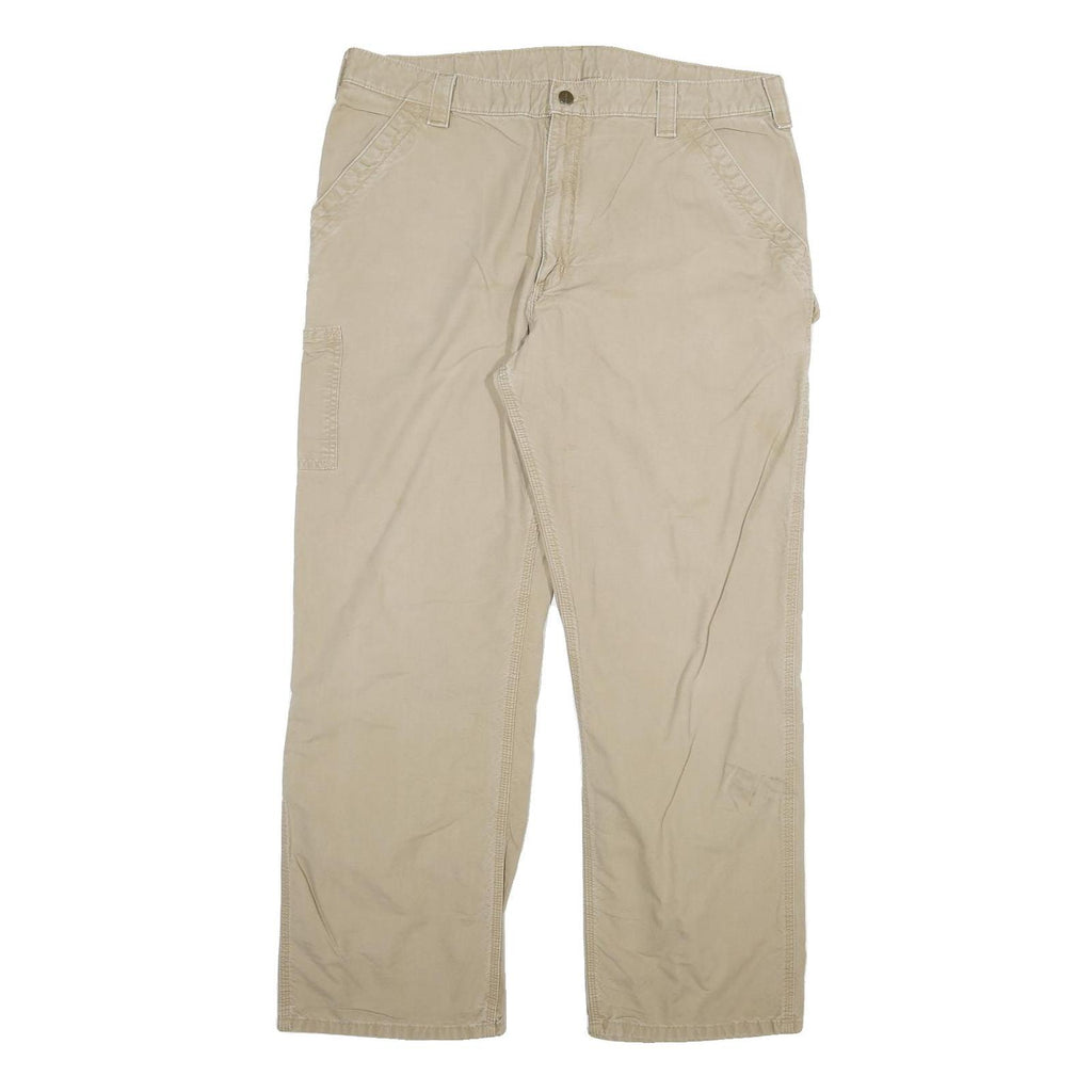 CARHARTT Mens Beige Cotton Blend Regular Fit Straight Leg Trousers W40 L32
