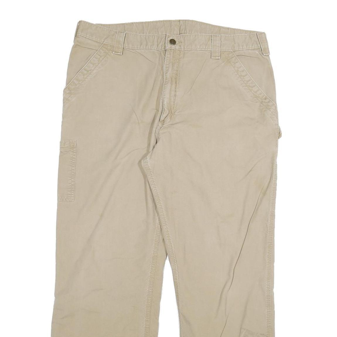 CARHARTT Mens Beige Cotton Blend Regular Fit Straight Leg Trousers W40 L32