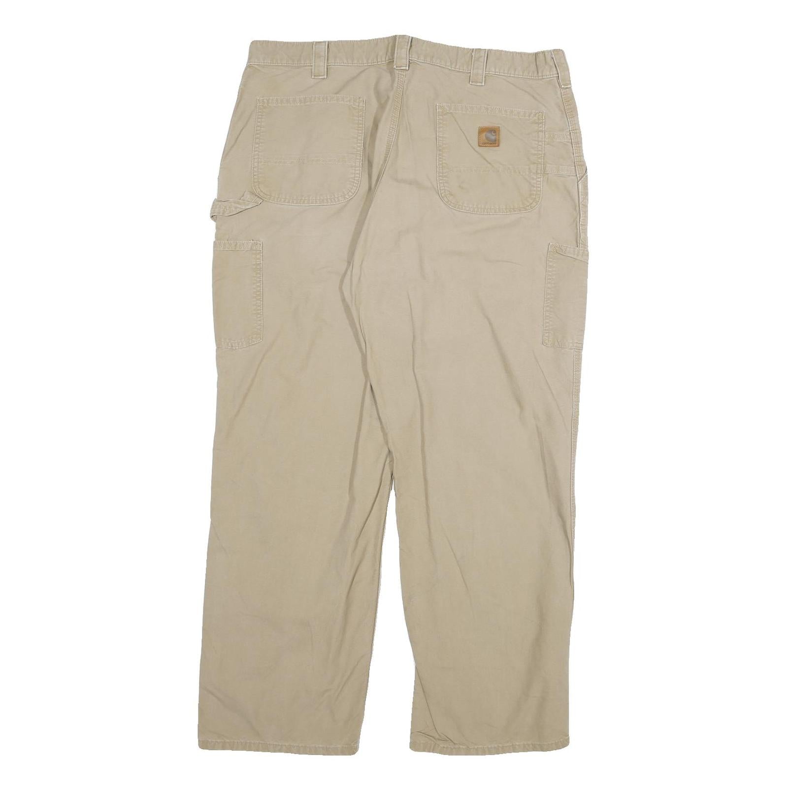 CARHARTT Mens Beige Cotton Blend Regular Fit Straight Leg Trousers W40 L32