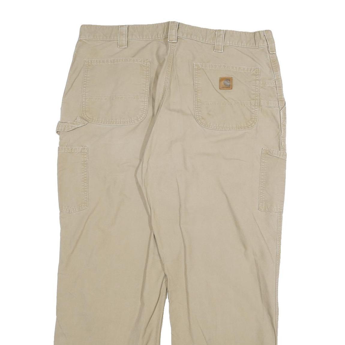 CARHARTT Mens Beige Cotton Blend Regular Fit Straight Leg Trousers W40 L32