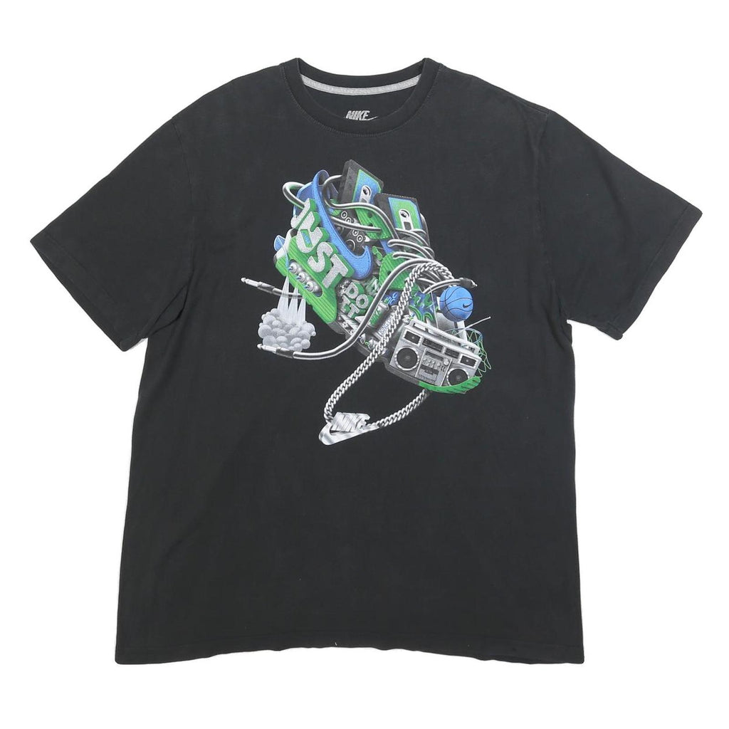 NIKE Mens Black Graphic T-Shirt XL Short Sleeve Crew Neck Casual Wear