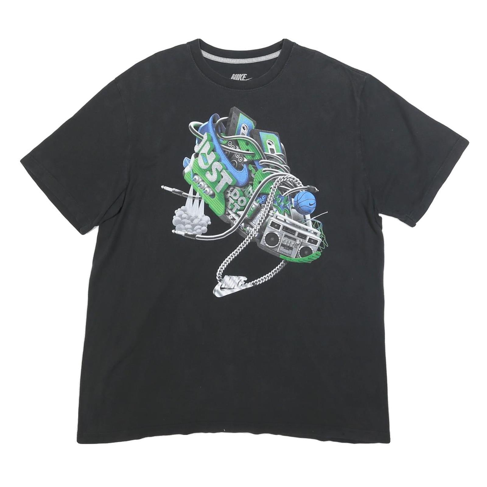 NIKE Mens Black Graphic T-Shirt XL Short Sleeve Crew Neck Casual Wear