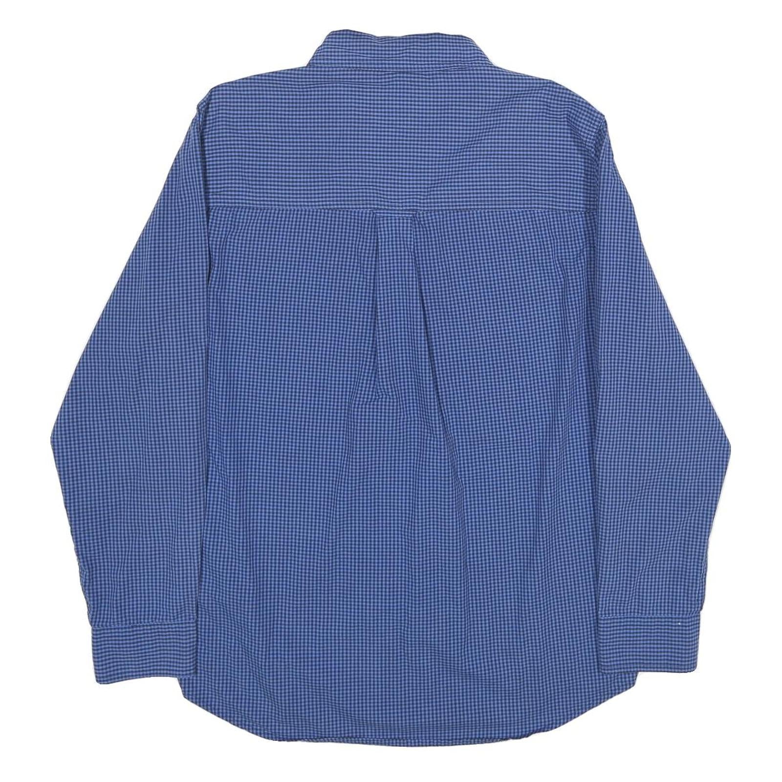 CHAPS Mens Blue Check Shirt M Button Down Cotton Blend Casual Everyday