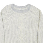 GUESS Womens Grey & Cream Cable Knit Pullover Jumper L Soft Comfortable