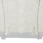GUESS Womens Grey & Cream Cable Knit Pullover Jumper L Soft Comfortable