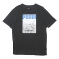PUMA Mens Black Graphic T-Shirt S Short Sleeve Crew Neck Cotton Blend Casual
