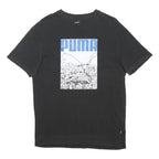 PUMA Mens Black Graphic T-Shirt S Short Sleeve Crew Neck Cotton Blend Casual