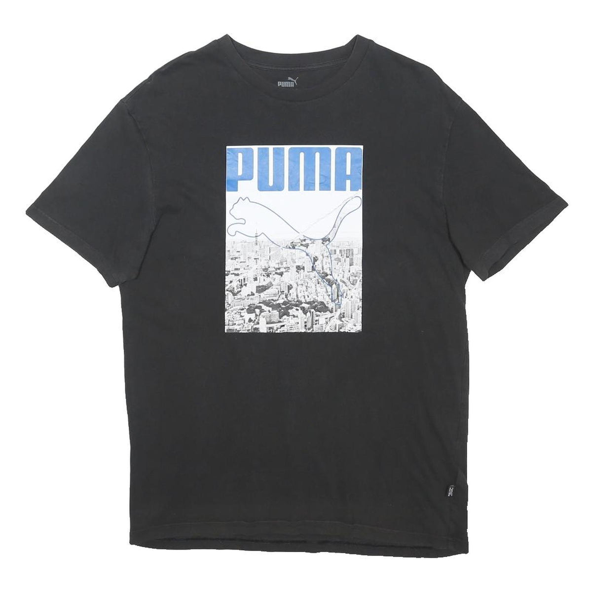 PUMA Mens Black Graphic T-Shirt S Short Sleeve Crew Neck Cotton Blend Casual