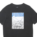 PUMA Mens Black Graphic T-Shirt S Short Sleeve Crew Neck Cotton Blend Casual