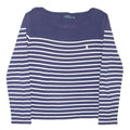POLO RALPH LAUREN Womens Blue & White Striped Top Long Sleeve Round Neck L