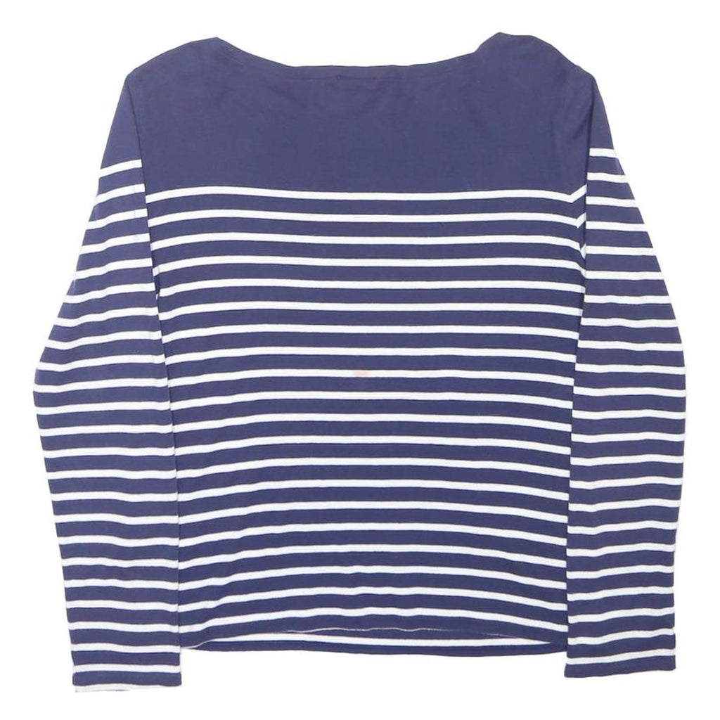 POLO RALPH LAUREN Womens Blue & White Striped Top Long Sleeve Round Neck L