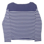 POLO RALPH LAUREN Womens Blue & White Striped Top Long Sleeve Round Neck L