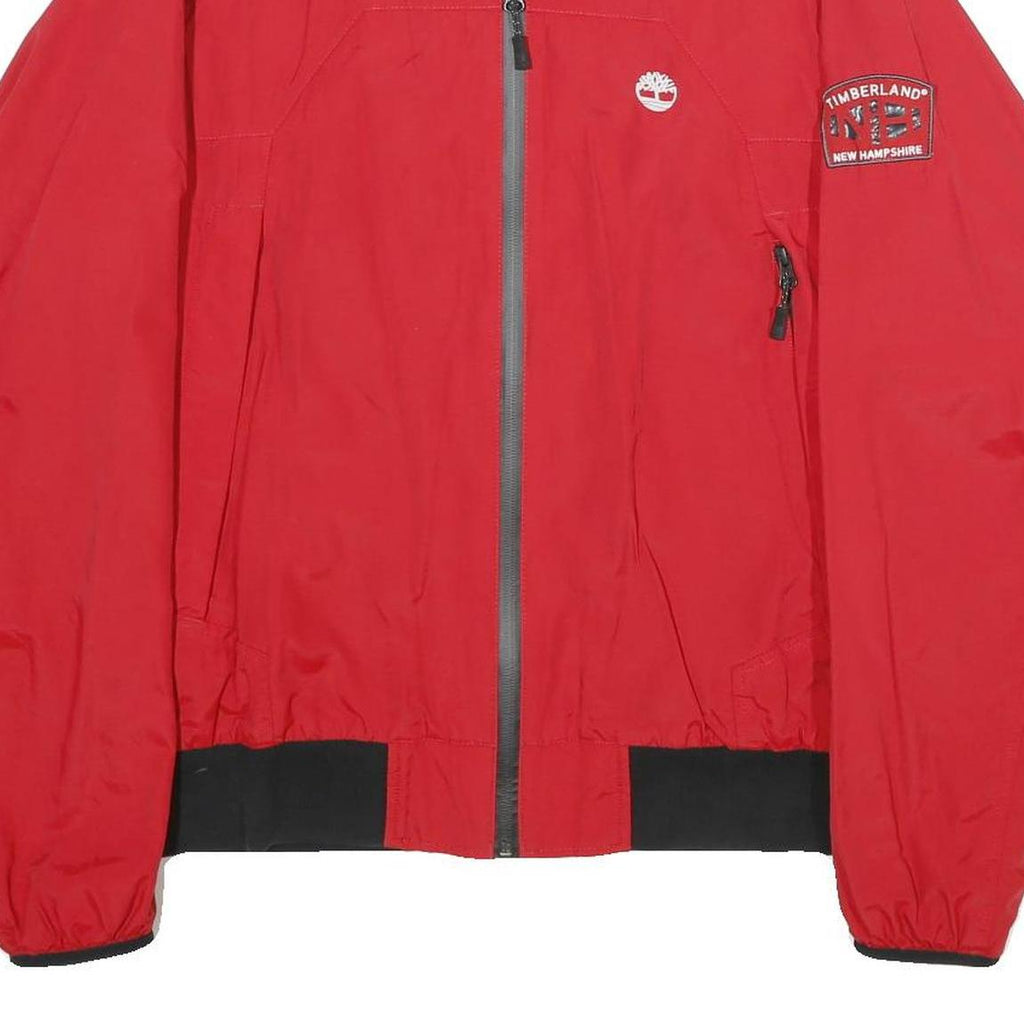 TIMBERLAND Mens Red Nylon Zip Jacket M Outdoor Casual Lightweight