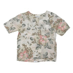 EN NEDI BY ROBERTO NALDI Womens Cream & Pink Floral Blouse Short Sleeve Round