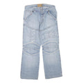Mens Light Blue Regular Fit Cotton Blend Light Wash Jeans W36 L30 Patchwork