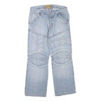 Mens Light Blue Regular Fit Cotton Blend Light Wash Jeans W36 L30 Patchwork