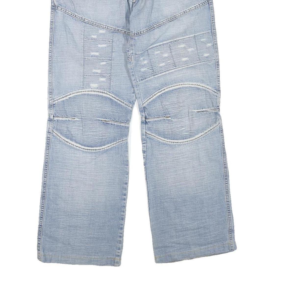 Mens Light Blue Regular Fit Cotton Blend Light Wash Jeans W36 L30 Patchwork