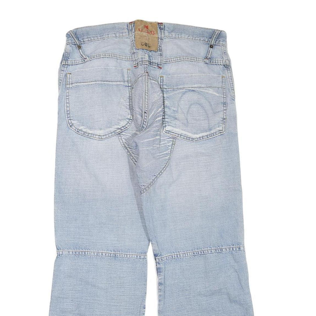 Mens Light Blue Regular Fit Cotton Blend Light Wash Jeans W36 L30 Patchwork