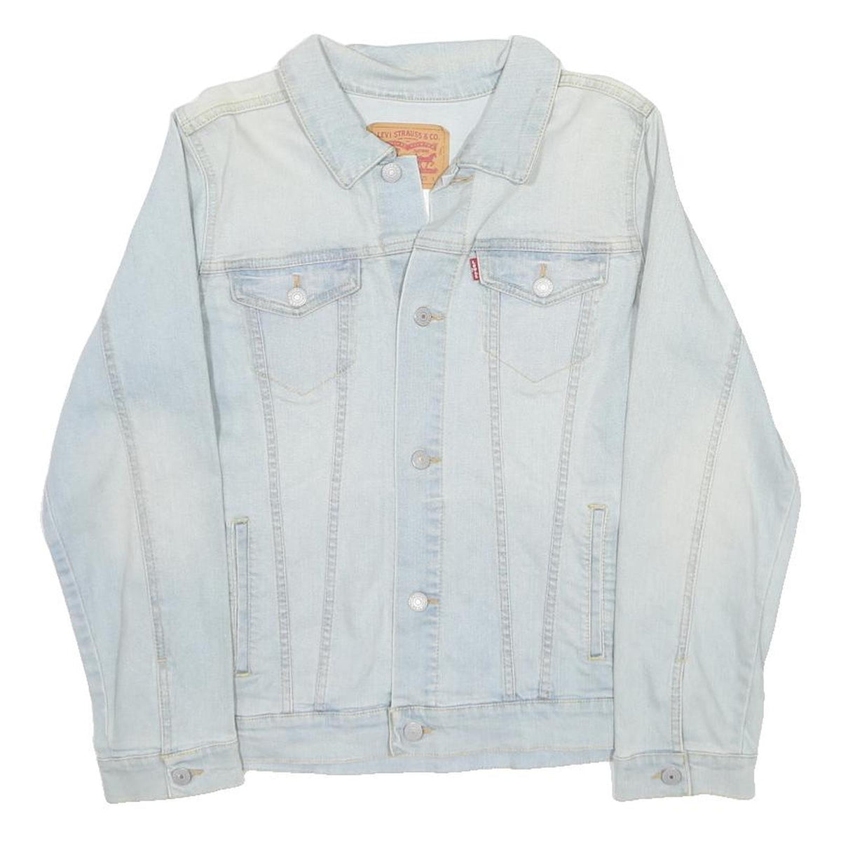 LEVI'S Boys Blue Denim Jacket 12-13Y Cotton Blend Button Closure Classic Fit