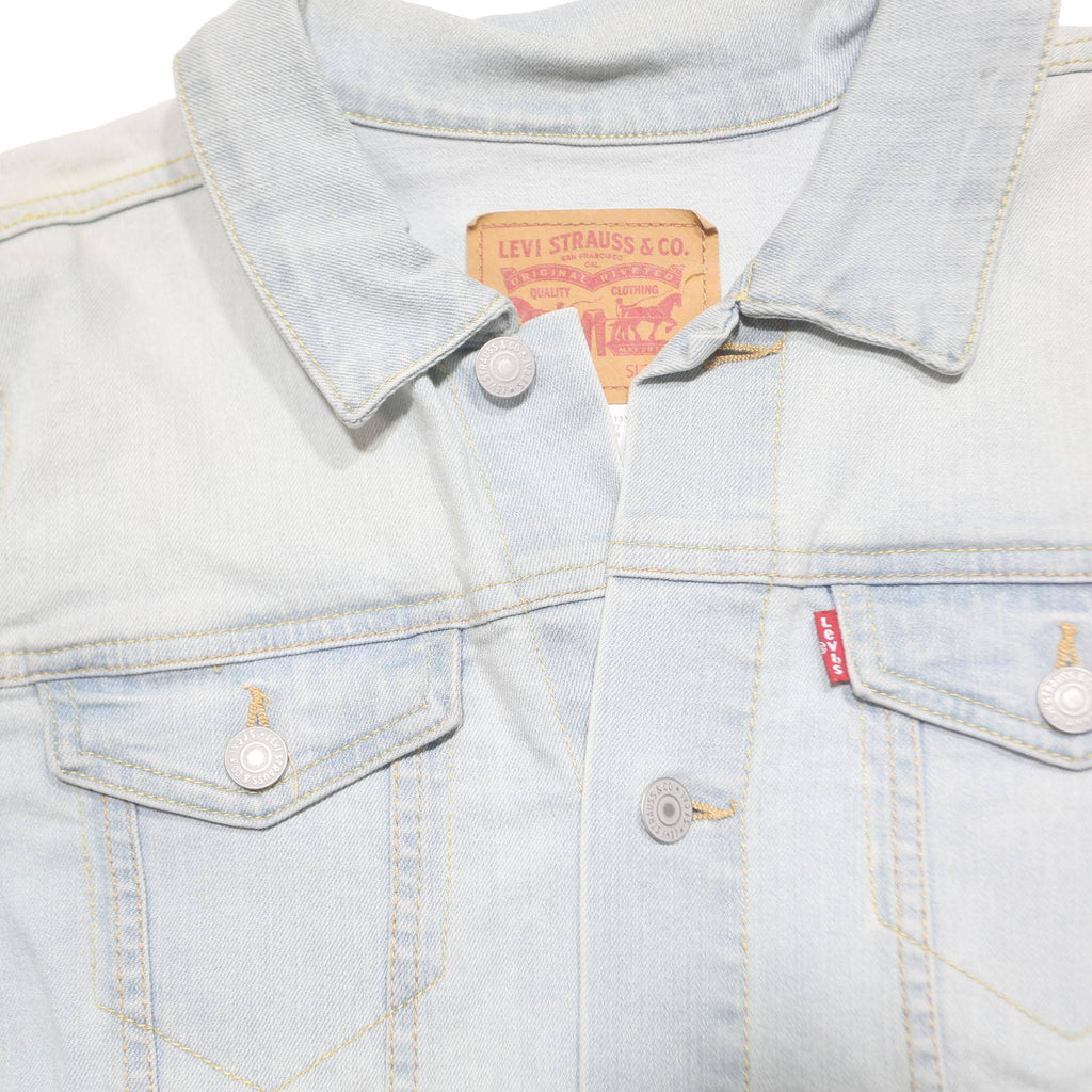 LEVI'S Boys Blue Denim Jacket 12-13Y Cotton Blend Button Closure Classic Fit