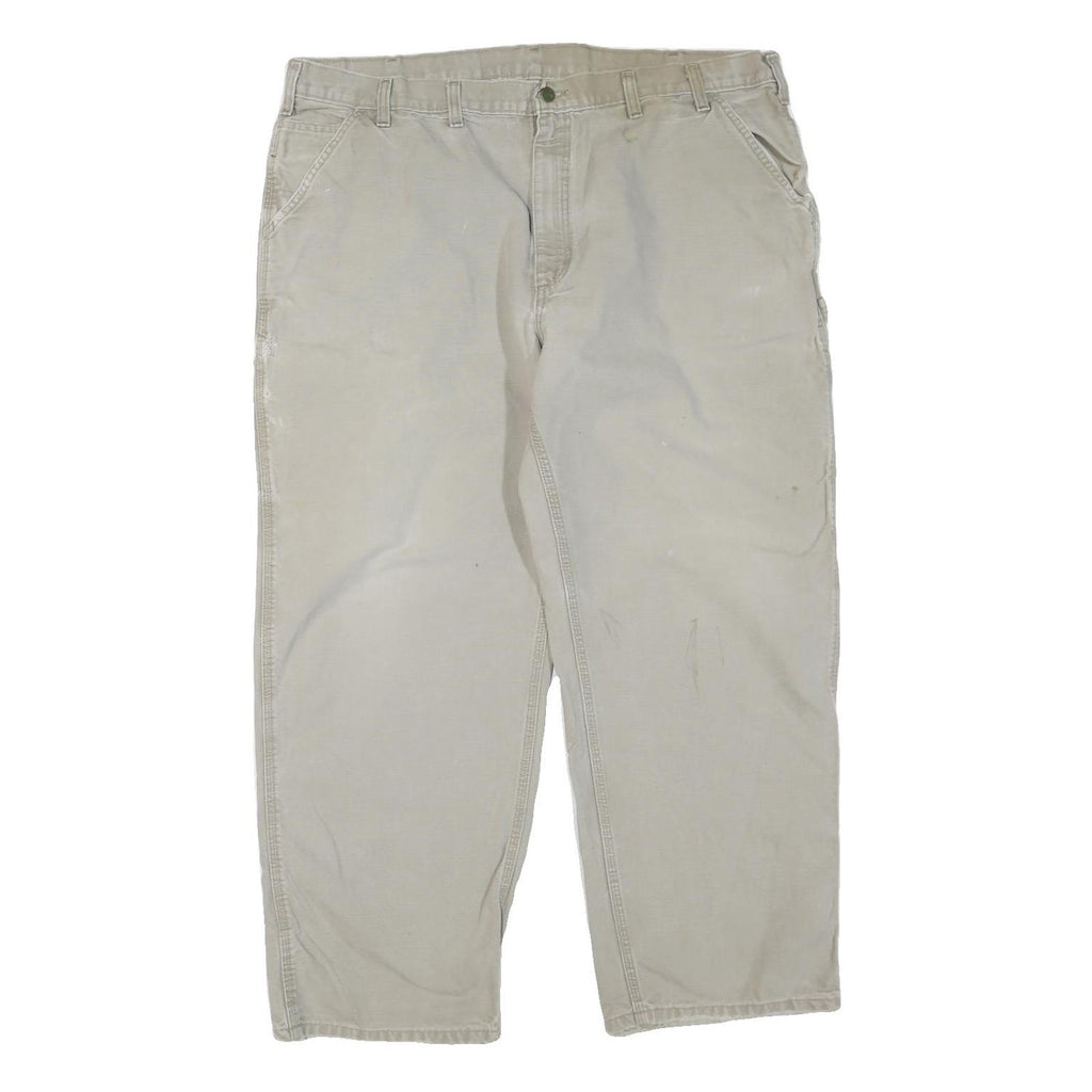 CARHARTT Mens Cotton Blend Beige Regular Fit Straight Leg Trousers W44 L27