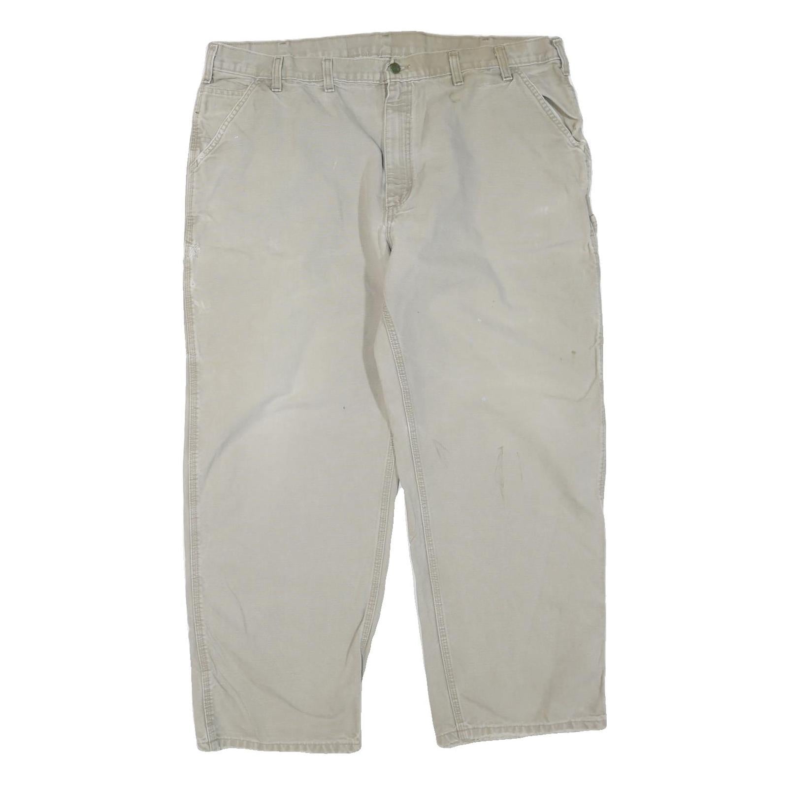 CARHARTT Mens Cotton Blend Beige Regular Fit Straight Leg Trousers W44 L27