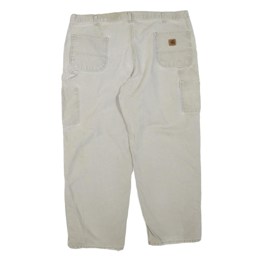 CARHARTT Mens Cotton Blend Beige Regular Fit Straight Leg Trousers W44 L27