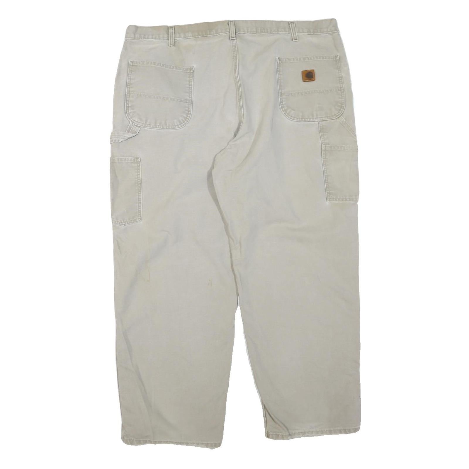 CARHARTT Mens Cotton Blend Beige Regular Fit Straight Leg Trousers W44 L27