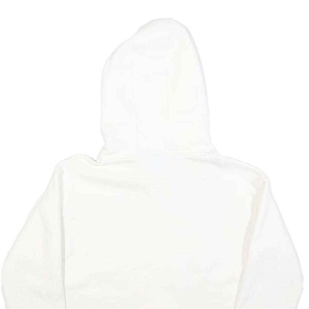 CHAMPION Womens White Crop Hoodie M Cotton Blend Pullover Logo Sweatshirt