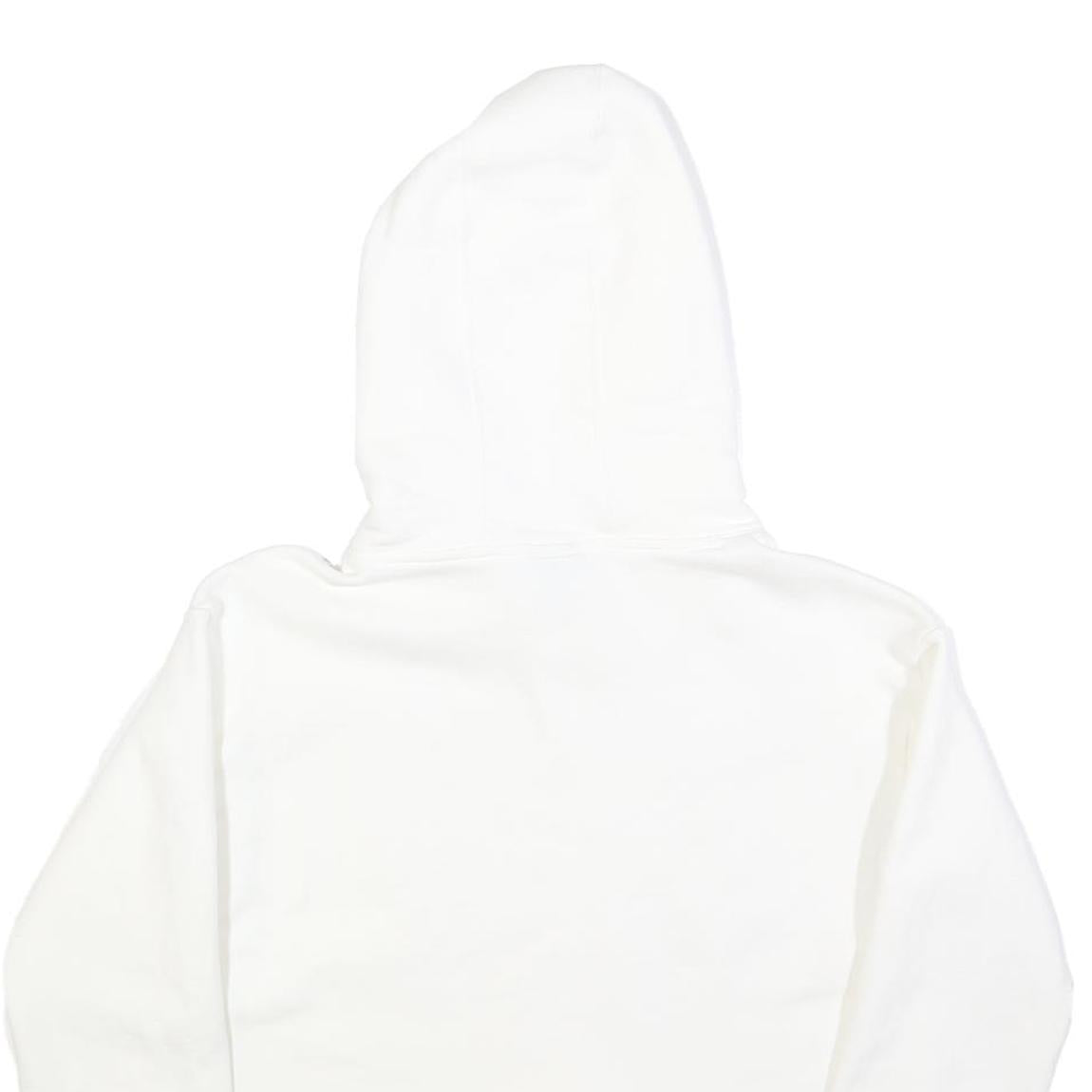 CHAMPION Womens White Crop Hoodie M Cotton Blend Pullover Logo Sweatshirt