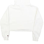 CHAMPION Womens White Crop Hoodie M Cotton Blend Pullover Logo Sweatshirt