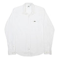 LACOSTE Mens White Plain Shirt M Long Sleeve Cotton Blend Classic Fit