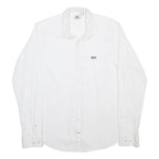 LACOSTE Mens White Plain Shirt M Long Sleeve Cotton Blend Classic Fit