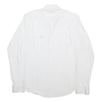 LACOSTE Mens White Plain Shirt M Long Sleeve Cotton Blend Classic Fit