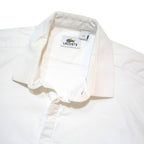 LACOSTE Mens White Plain Shirt M Long Sleeve Cotton Blend Classic Fit