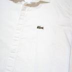 LACOSTE Mens White Plain Shirt M Long Sleeve Cotton Blend Classic Fit