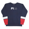 FILA Womens Navy Blue & Red Cotton Blend Crew Neck S Sweatshirt