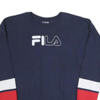 FILA Womens Navy Blue & Red Cotton Blend Crew Neck S Sweatshirt