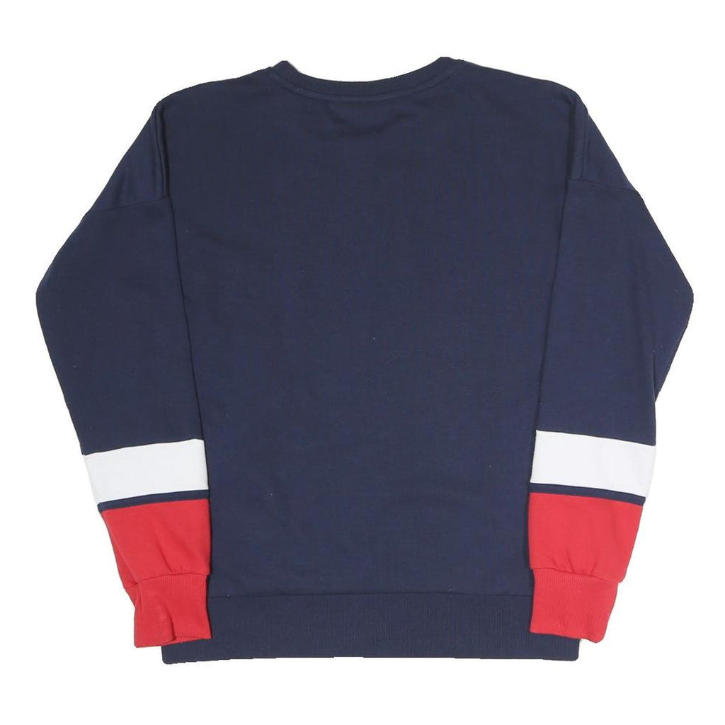 FILA Womens Navy Blue & Red Cotton Blend Crew Neck S Sweatshirt