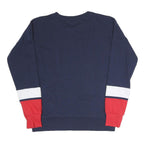 FILA Womens Navy Blue & Red Cotton Blend Crew Neck S Sweatshirt