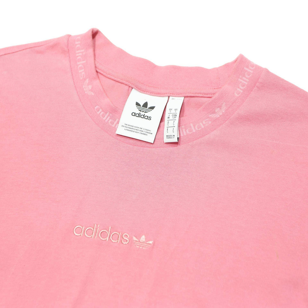 ADIDAS ORIGINALS Womens Pink Cotton Blend T-Shirt S Short Sleeve Crew Neck