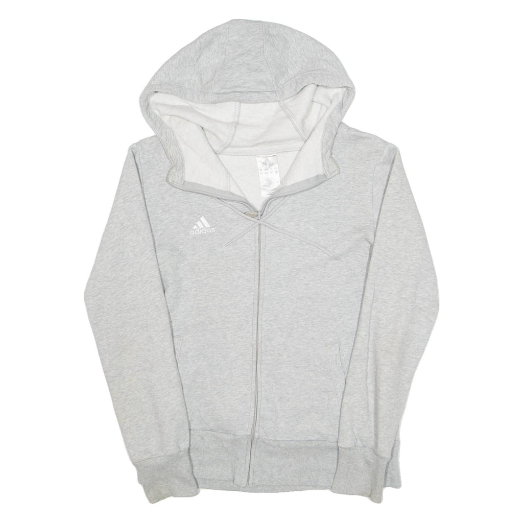 ADIDAS Womens Grey Hoodie Full Zip UK 8