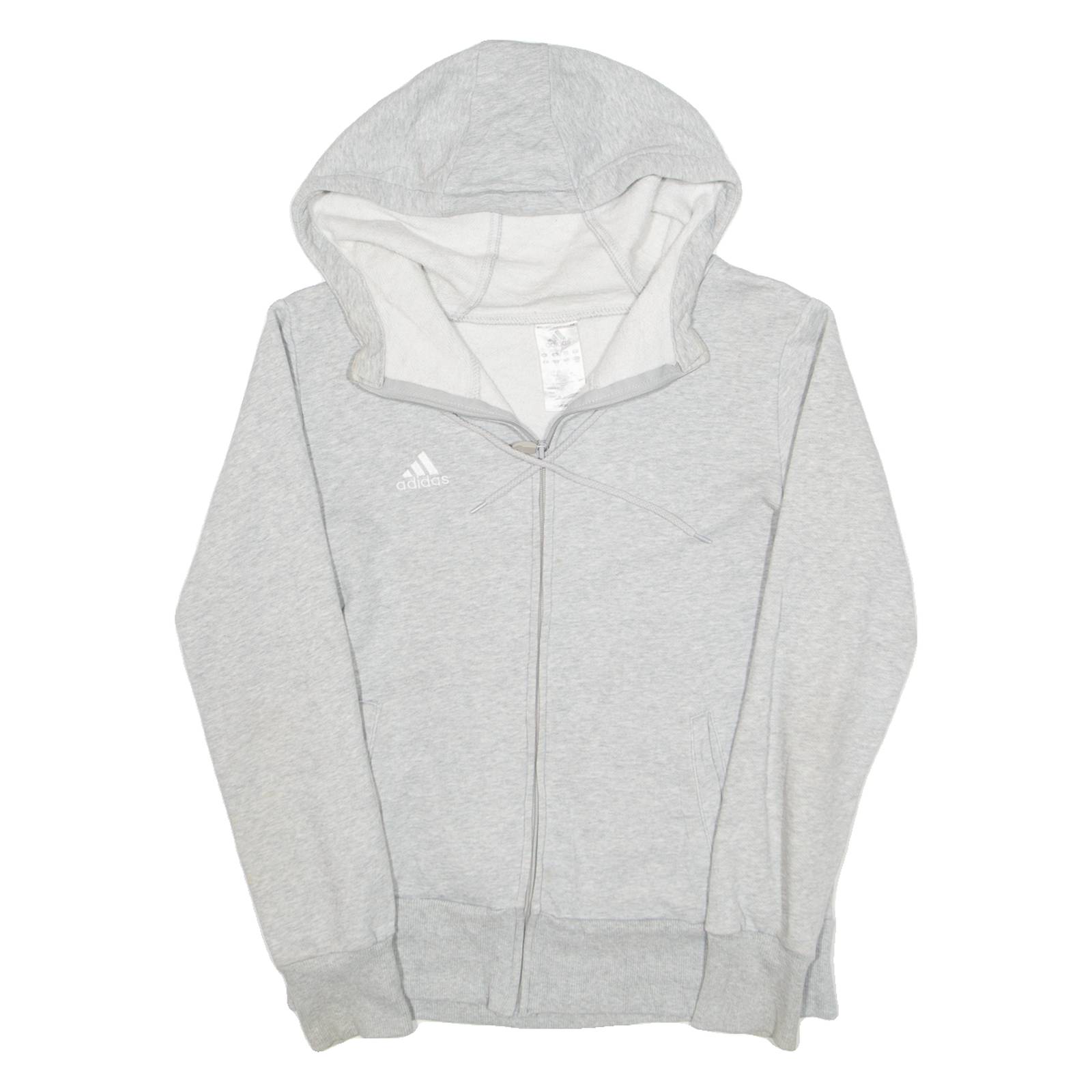ADIDAS Womens Grey Hoodie Full Zip UK 8